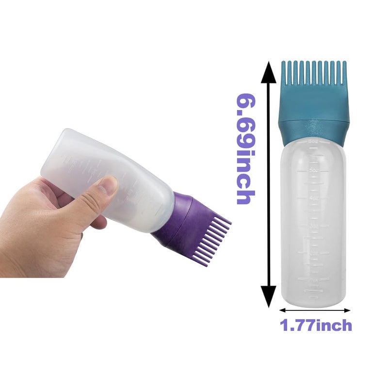 ELANE 4 Pack Hair Oiler Comb Bottle,Root Comb Applicator Bottle for Hair Oil Scalp Hair Oiling Applicator(Purple+Green) - Image 2